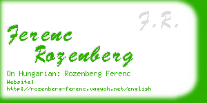 ferenc rozenberg business card